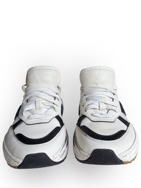 Bottega Veneta White and Black Low Platform Sneakers